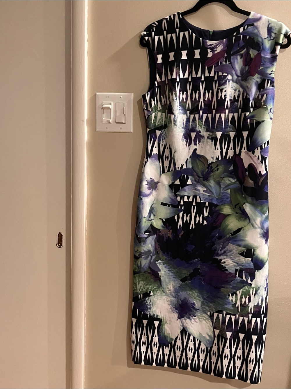 Vince Camuto Strapless Floral Sheath Dress in Purple, White and Green